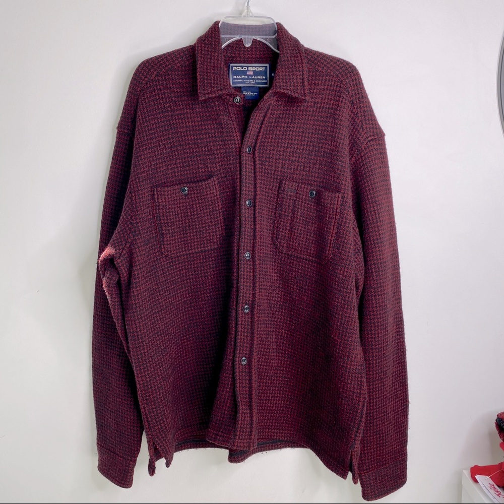 Polo Sport Ralph Lauren Men’s Overshirt Shacket XL Red 100% Wool